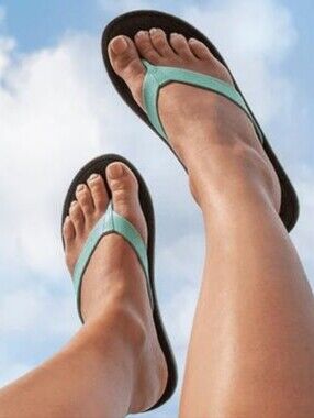 Okabashi Breeze Women's Flip Flops Sea Glass/Slate Size L 9.5-10.5 Beach Summer
